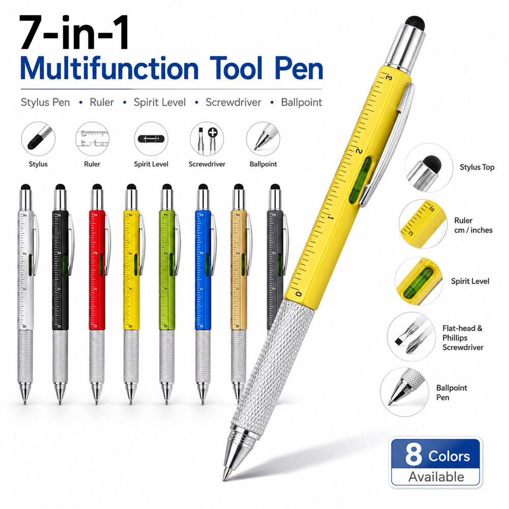 Office Of Tech - 5pcs 5-in-1 Multifunction Ballpoint Pen, Ruler